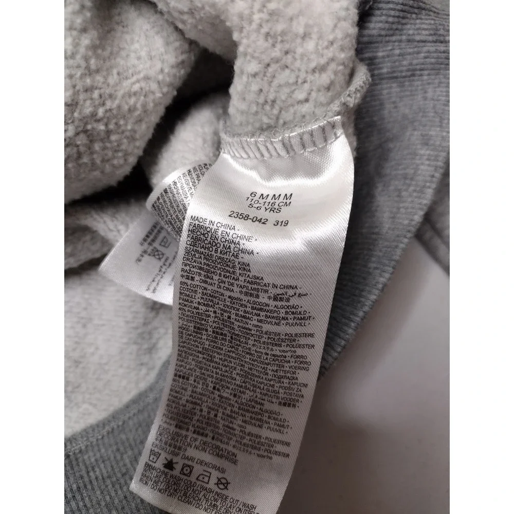 Nike Girls Gray Pink Logo Pullover Hoodie Sweatshirt Size 6